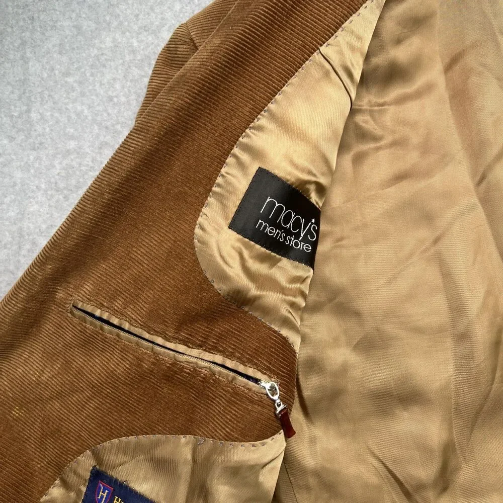 Henry Jacobson Corduroy Sport Coat  44R Brown Hand Tailored Jacket Elbow Patches